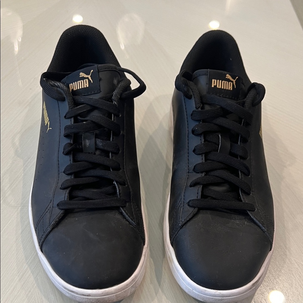 Puma Black Sneakers with Gold Details